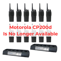 12 pack Motorola CP200d MotoTRBO Portable Radio plus 2 Endura multi-unit chargers