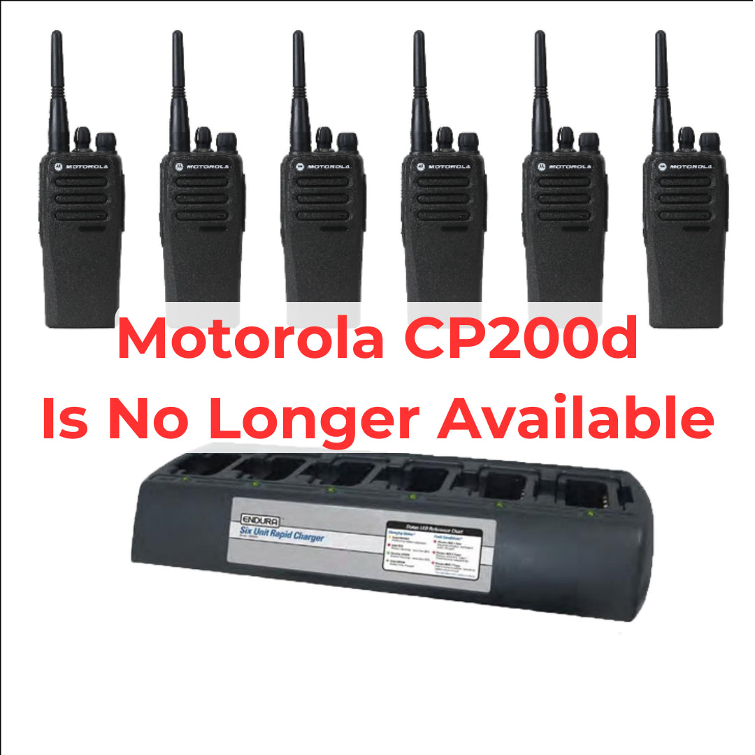 6 pack Motorola CP200d MotoTRBO Portable Radio plus Endura multi unit charger
