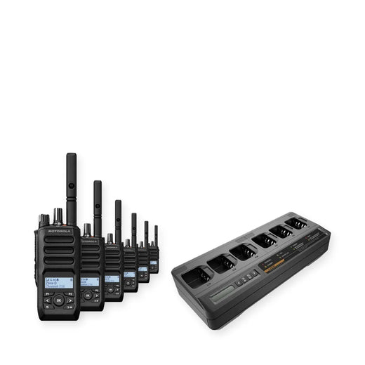 Motorola R5 Display Radio 6 Pack Bundle with Multi Unit Charger