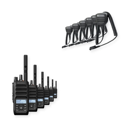 Motorola R5 Display Radio 6 Pack Bundle with Speaker Microphones