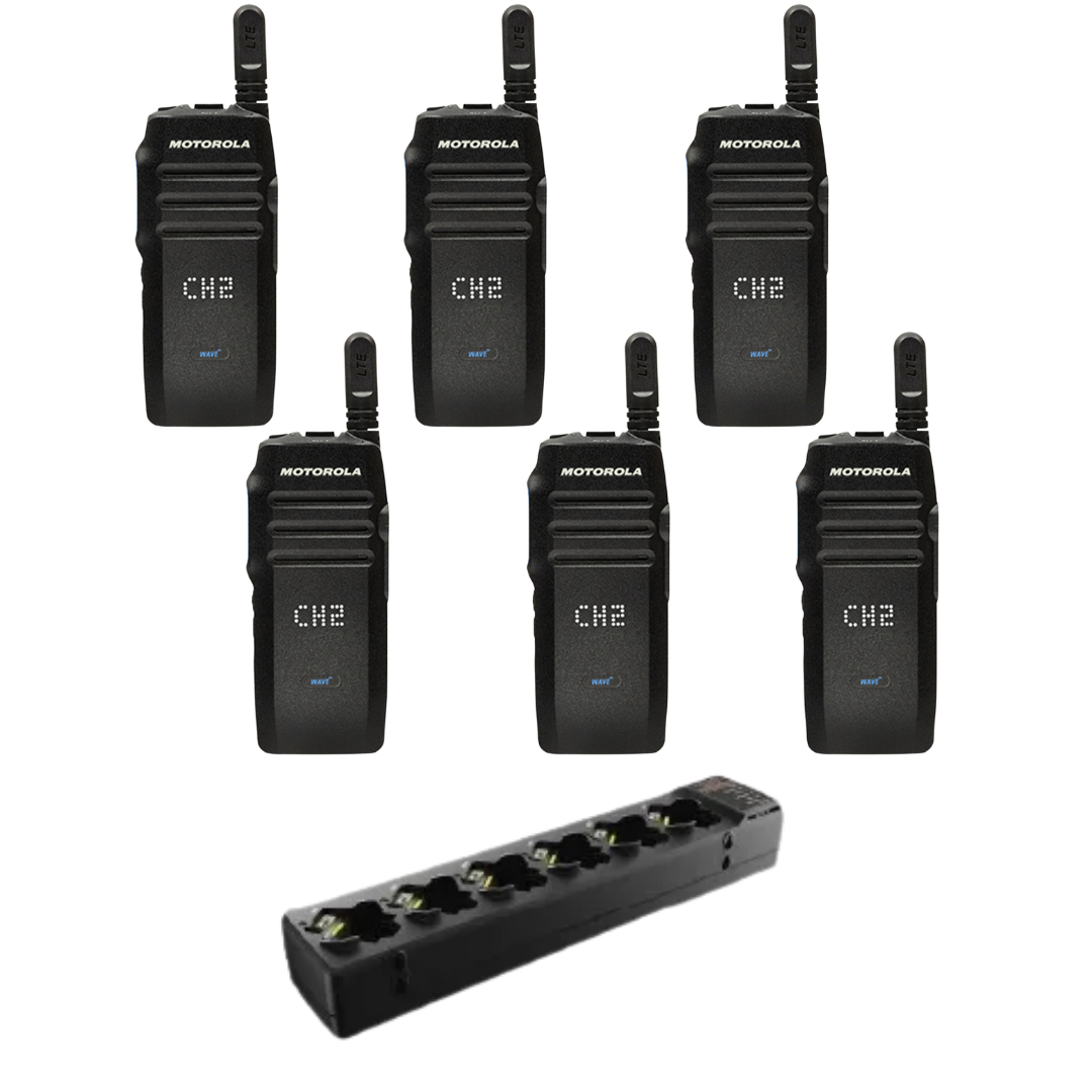 Motorola TLK100 6 Pack Bundle with Multi-Unit Charger