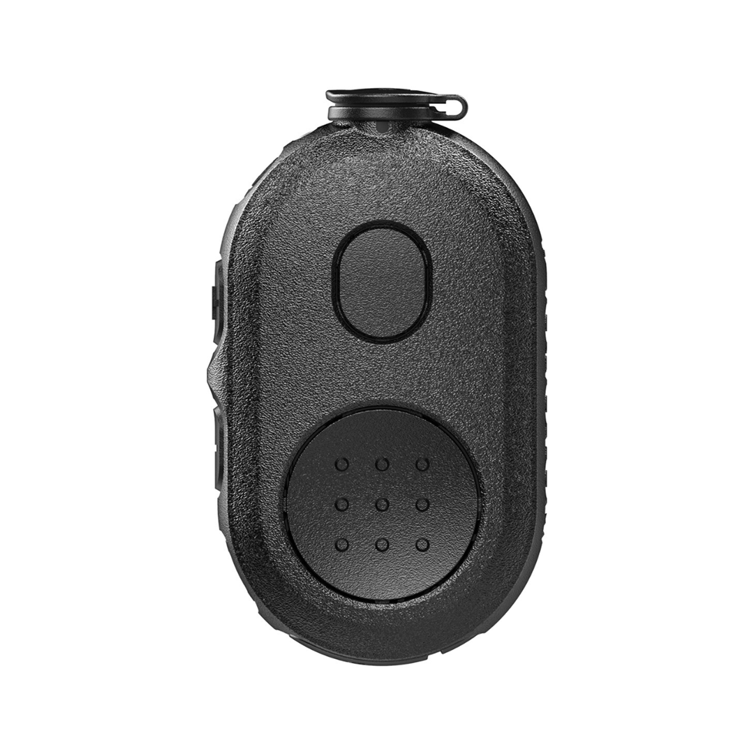 Black Motorola PMLN8298 - WP300 Wireless Bluetooth Control Pod with buttons on the front, for hands-free communication with Motorola two-way radios.
