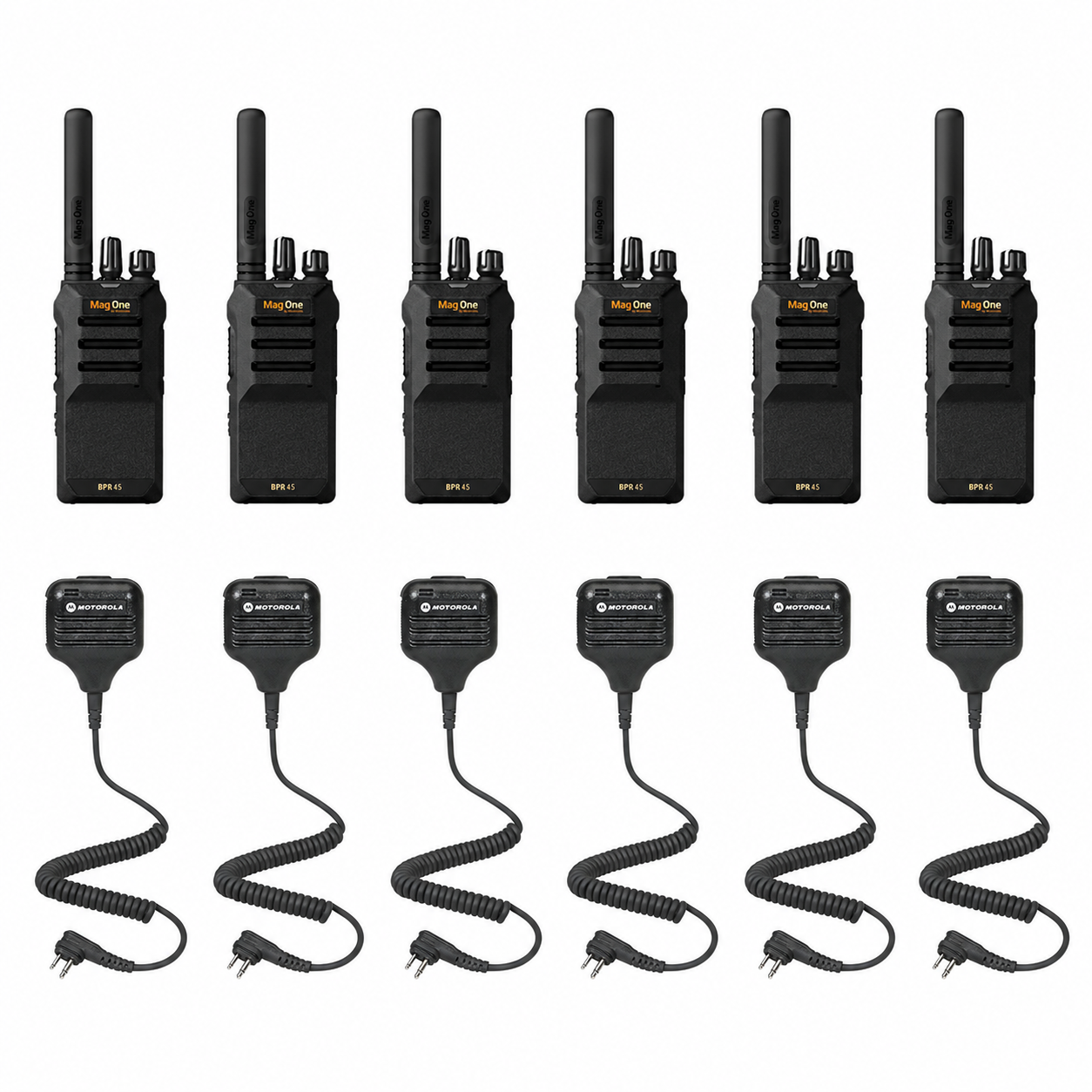 Motorola BPR45 6 Pack bundle with six HKLN4606 remote speaker microphones