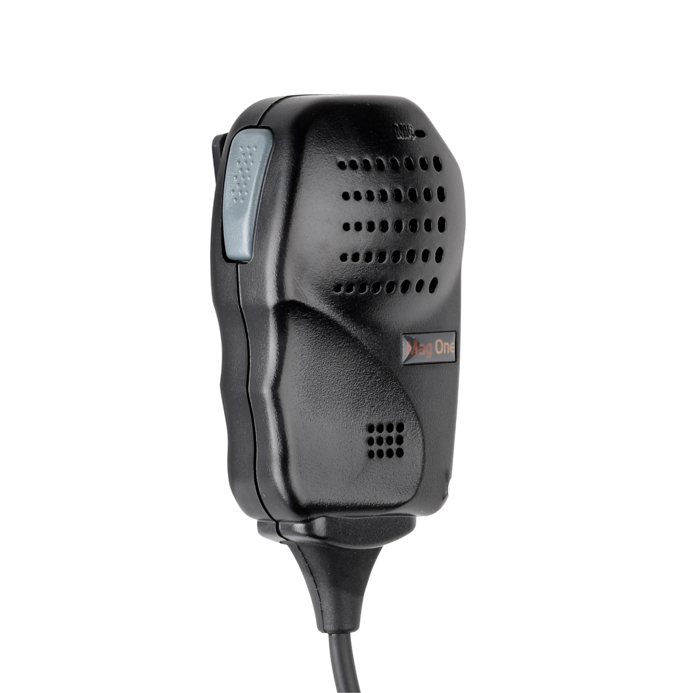 Front angled view of Motorola PMMN4092 Mag One remote speaker microphone with PTT for BPR50dX two-way radios.
