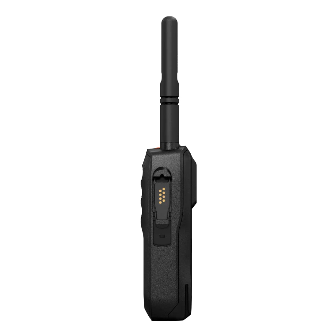 Motorola R5 two-way radio right view with accessory connector for earpieces or speaker mics