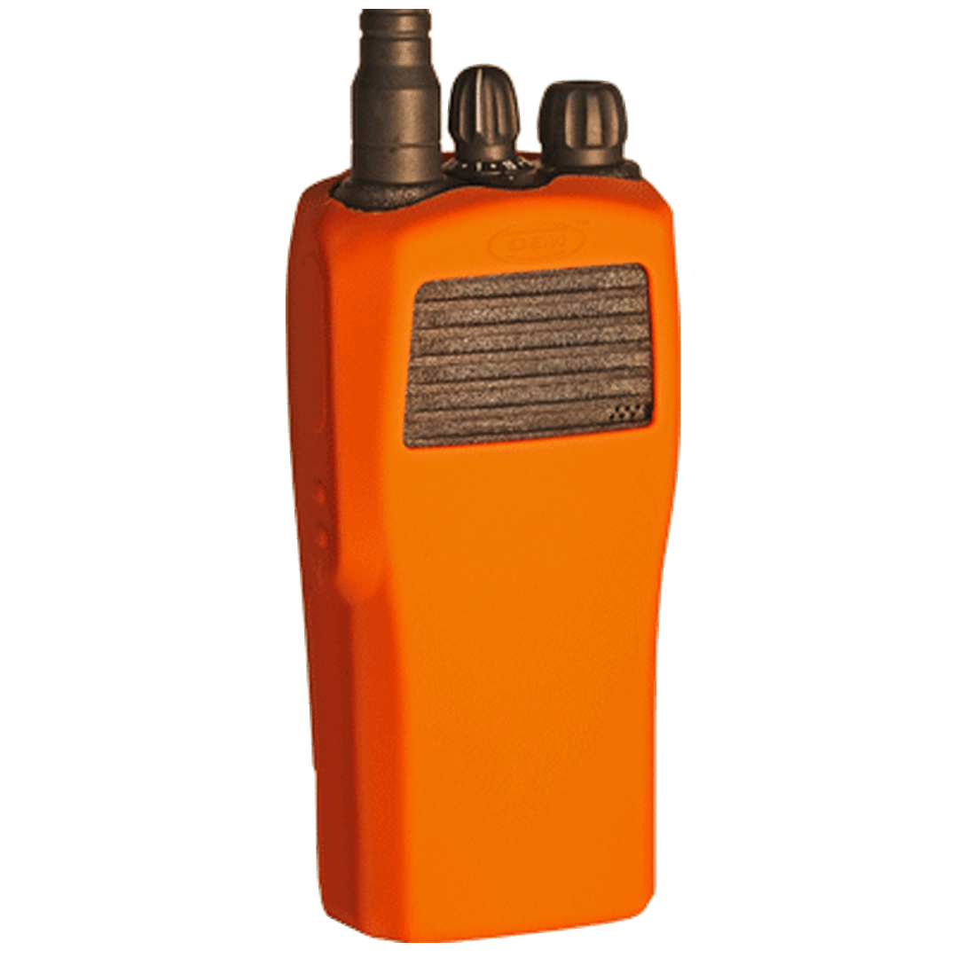 Orange RadioGrips® Silicone Carry Case for Motorola CP200 & CP200d – Durable, Shockproof, and High-Visibility Protective Cover