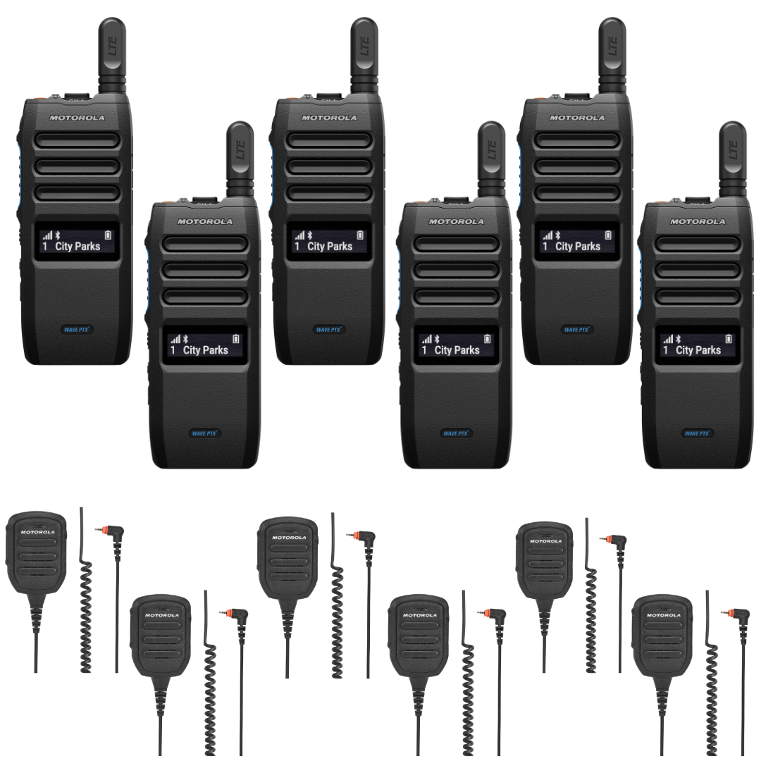 Motorola TLK110 6 Pack Bundle with Microphones