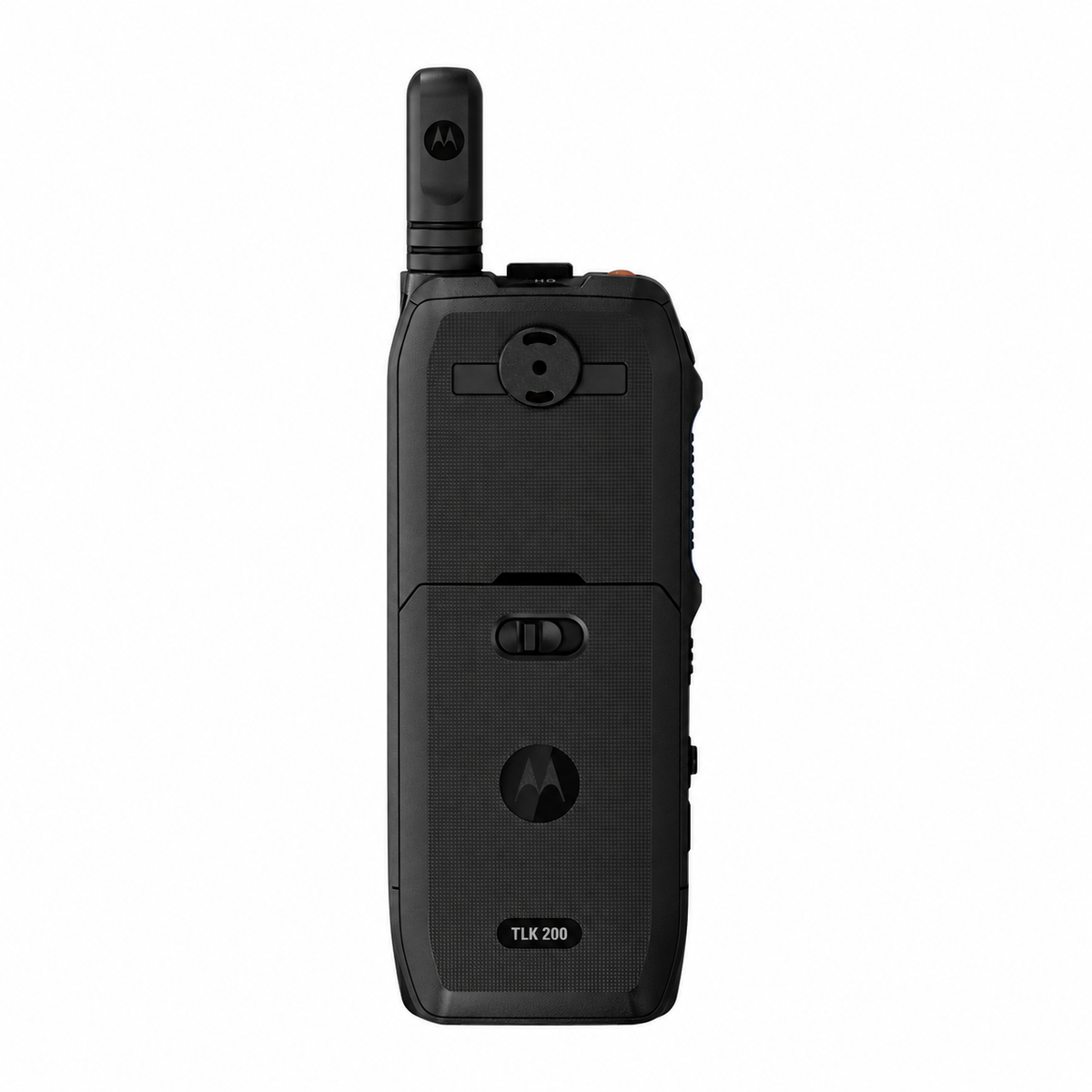 Motorola TLK 200 WAVE PTX radio — rear view on white background
