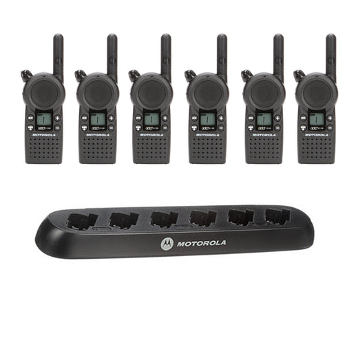 Motorola CLS1110 6 Pack Bundle with Multi-Unit Charger
