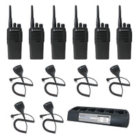 6 pack Motorola CP200d MotoTRBO Portable Radio plus Endura multi unit charger plus speaker microphones