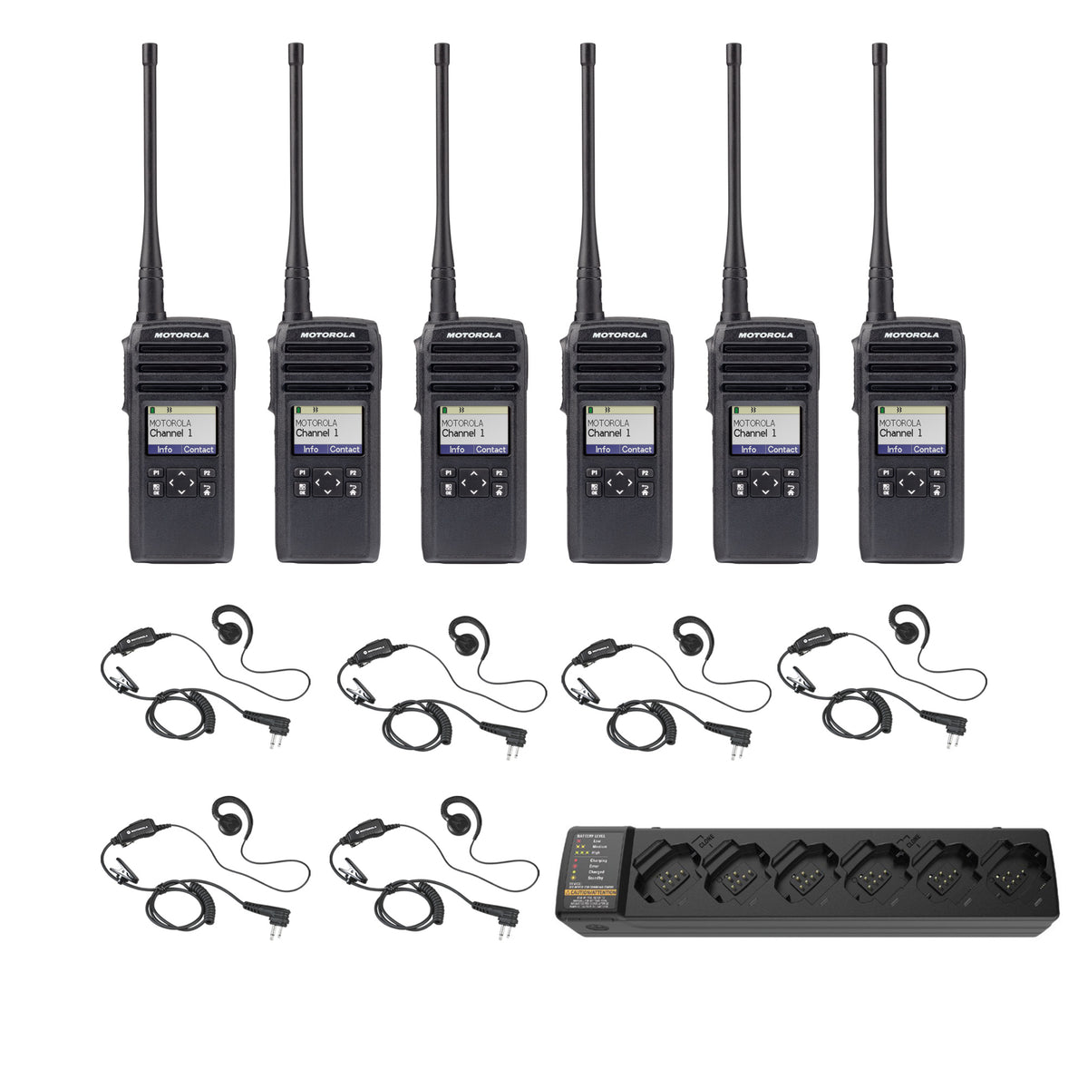 Motorola DTR700 Pack Bundle with Multi-Unit Charger and Headsets|  TwoWayRadioGear