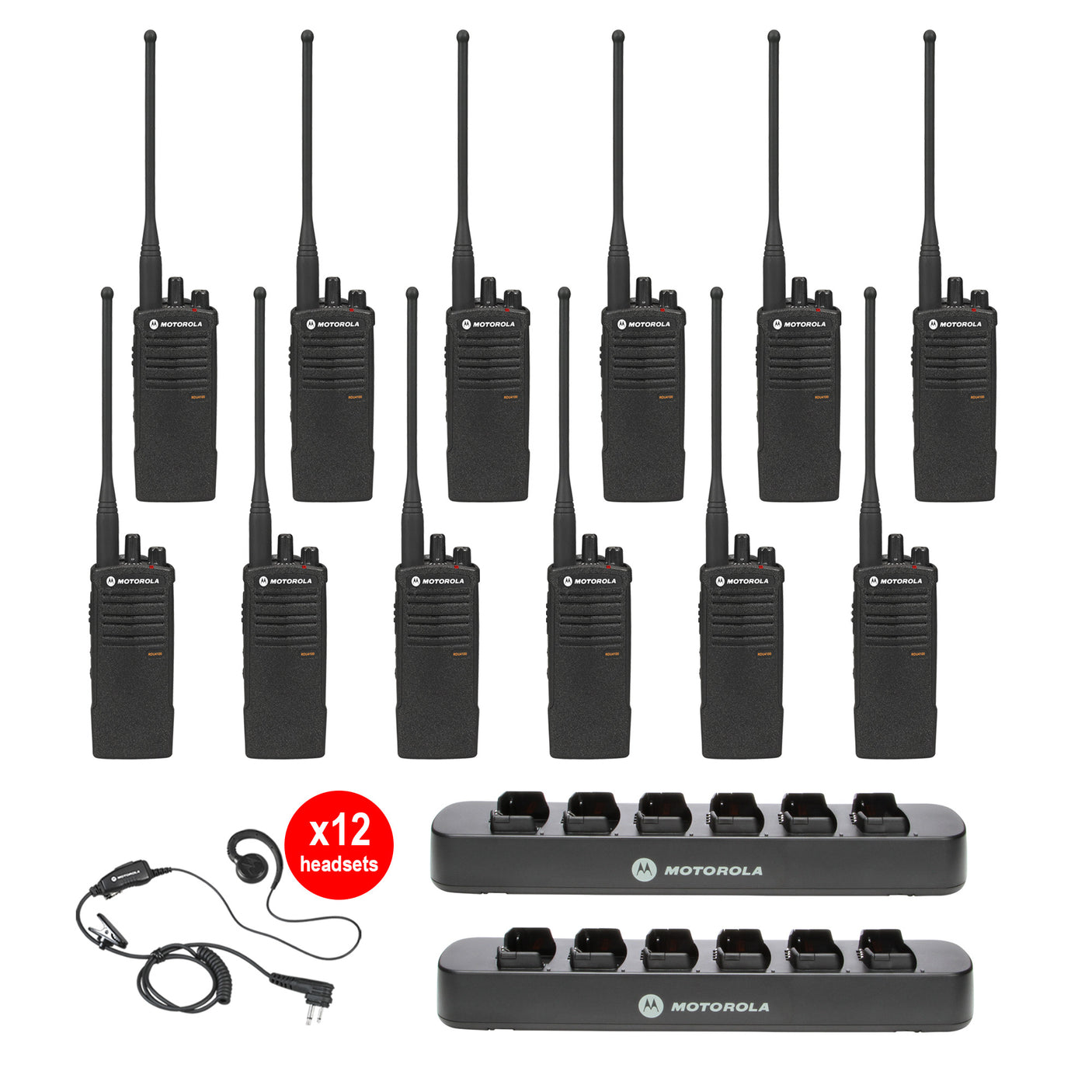 RDU4100 12 Pack Bundle with Multi Unit Chargers and Headsets – 12-pack