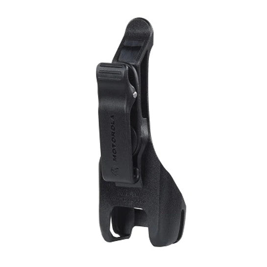Motorola PMLN8392 swivel belt holster for CURVE DLR110 radios, featuring a rotating clip for easy radio access and secure carry.