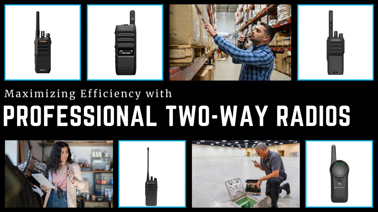 Professionals using two-way radios across different industries to enhance communication and operational efficiency