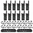 Twelve Motorola CLS1110 radios with twelve HKLN4604 headsets and two six-slot multi-unit chargers