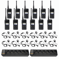 Twelve Motorola DTR700 radios with twelve HKLN4604 headsets and two six-slot PMPN4465 multi-unit chargers