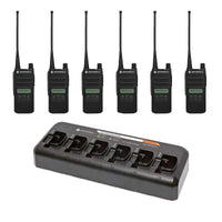 Motorola CP100D Limited-Display Analog 6 Pack Bundle With Multi Unit Charger