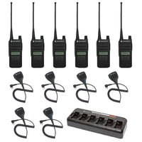 Motorola CP100D Limited-Display Analog 6 Pack Bundle With Multi Unit Charger And Speaker Microphones