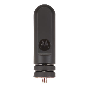 Black Motorola PMAE4095 UHF stubby antenna designed for Motorola SL1600 and SL300 radios, featuring a compact 1.75-inch durable design for 435-470 MHz UHF frequency range. 
