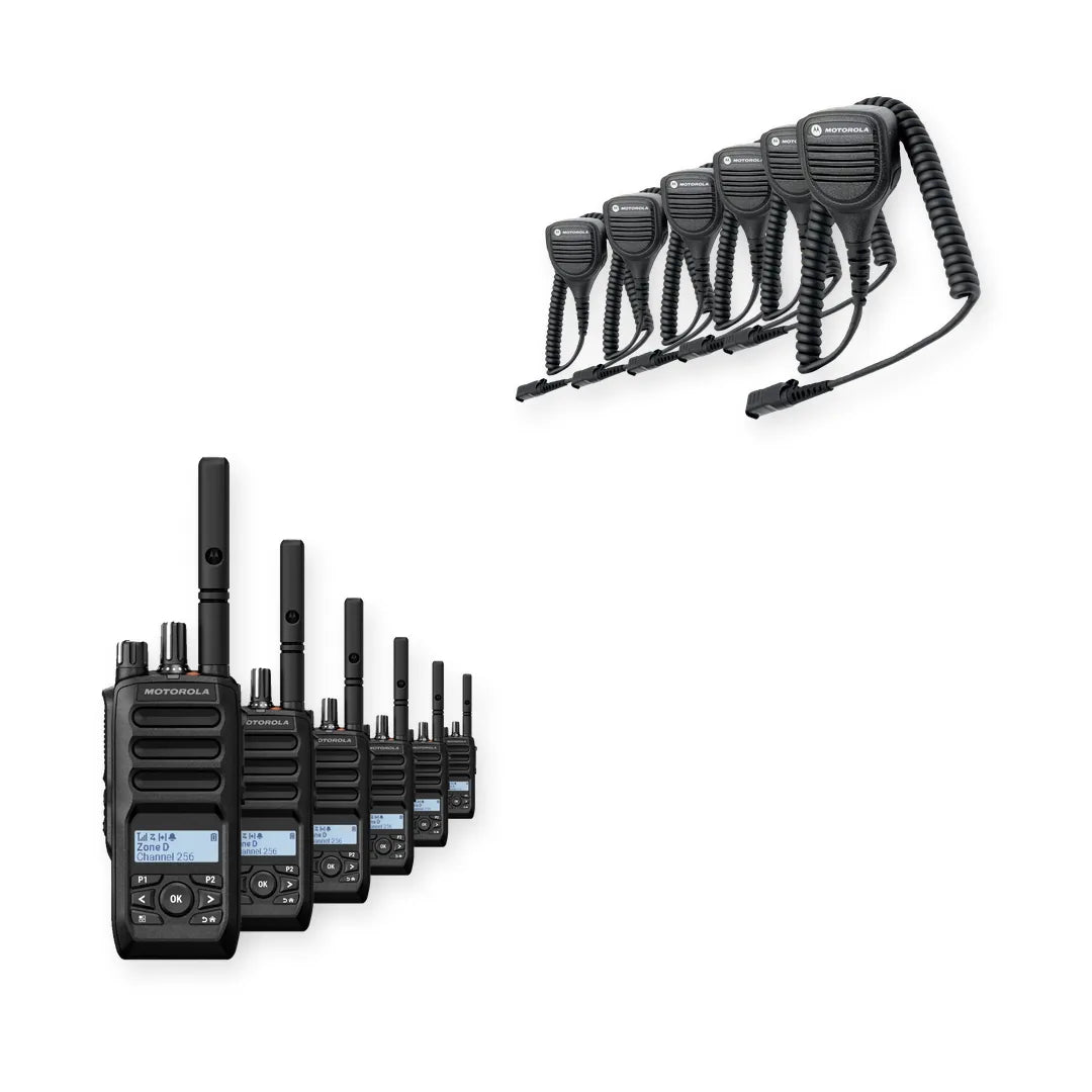 Motorola R5 Display Radio 6 Pack Bundle with Speaker Microphones
