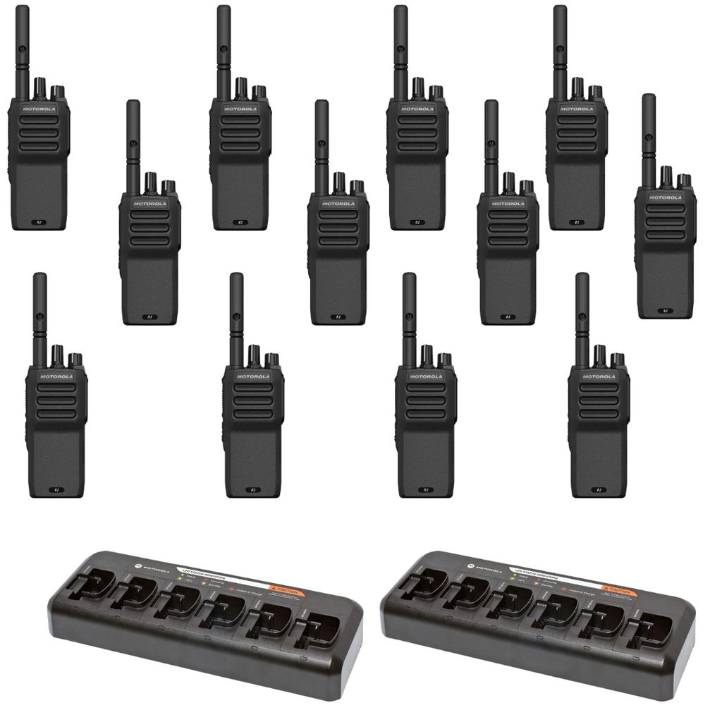 Motorol Call Box Motorola R2 Radios 12-Pack with PMMN4013A Remote Speaker Microphone an ...