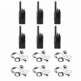 Motorola BPR45 6 Pack bundle with six HKLN4604 earpieces with PTT