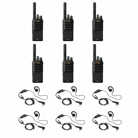 Motorola BPR45 6 Pack bundle with six HKLN4604 earpieces with PTT