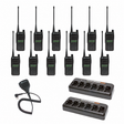 Motorola CP100d full-keypad display twelve-radio bundle with two multi-unit chargers and speaker microphone