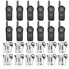 Twelve Motorola CURVE DLR110 radios and twelve PMLN8311 wired earpieces on white.