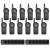 Motorola CURVE DLR110 12 Pack Bundle with 2 PMPN4589 Multi-Unit Chargers, featuring 12 digital two-way radios and dual chargers for efficient team communication in retail, hospitality, and event management.