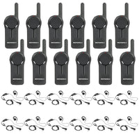 Motorola DLR1060 12 Pack Bundle with HKLN4604 Headsets – Includes 12 DLR1060 two-way radios and 12 HKLN4604 headsets, ideal for seamless and hands-free communication in industries like retail, hospitality, and event management.