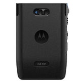 Motorola HKLN4690 battery door cover for TLK110 two-way radio, rear view showing secure battery enclosure design