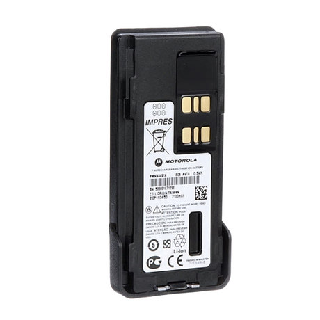 Motorola PMNN4491 IMPRES 2100mAh Li-Ion battery for XPR two-way radios, dust- and water-resistant with UL safety certification.