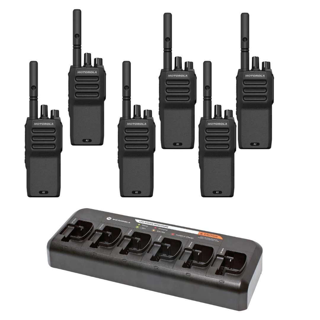 Motorola MOTOTRBO R2 6 Pack Bundle with Charging Station