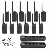 Motorola RMV2080 twelve-radio bundle with two multi-unit chargers and headset