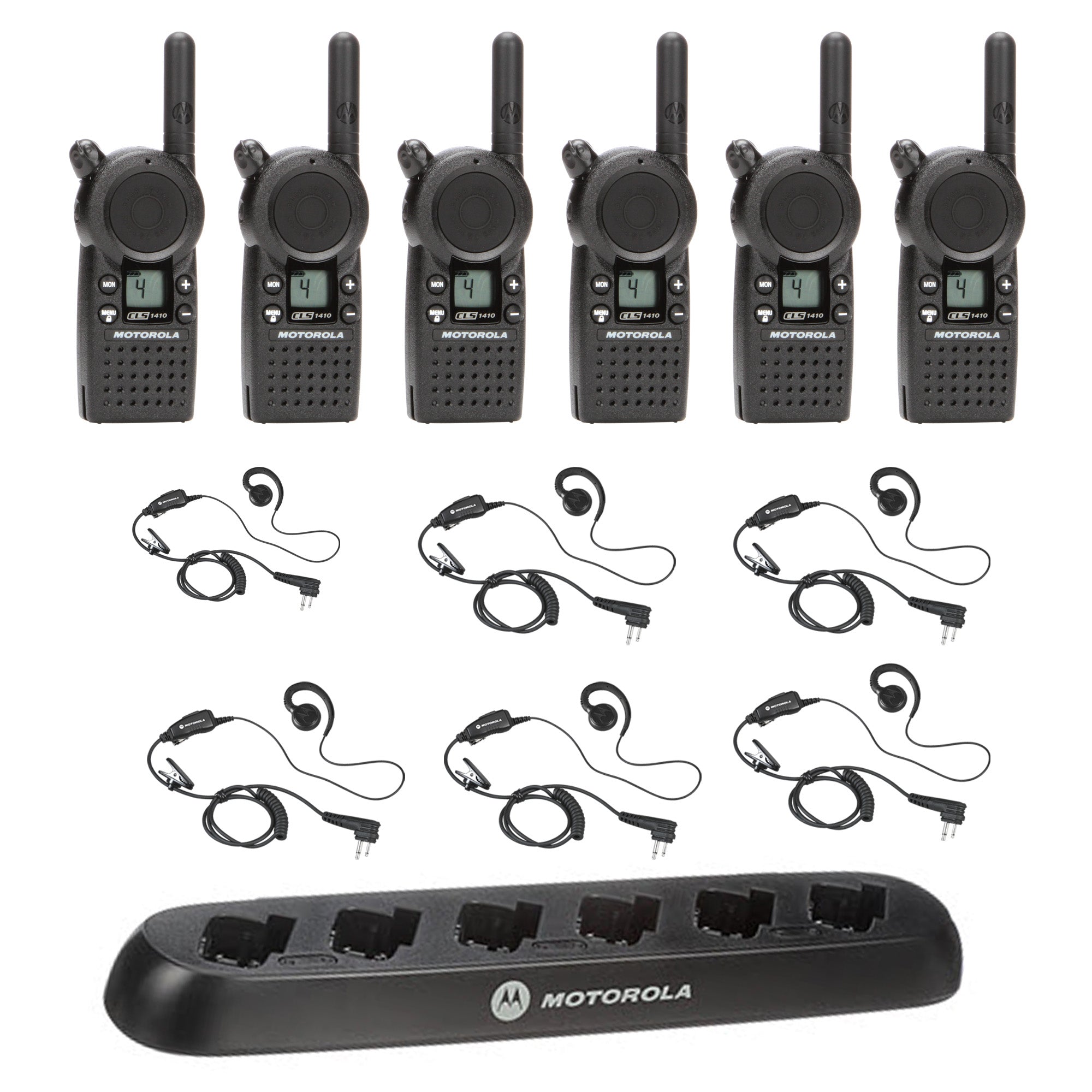 Motorola CLS1410 Pack Bundle With Multicharger and Headsets|  TwoWayRadioGear