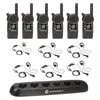 Motorola CLS1410 6 Pack Bundle with Multi-Unit Charger and Headsets