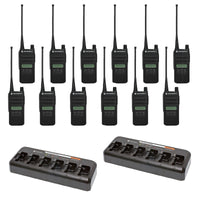 Motorola CP100D Limited-Display 12 Pack bundle with multi unit chargers
