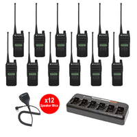 Motorola CP100D Limited-Display 12 Pack bundle with multi unit charger and Speaker Microphones