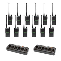Motorola CP100D Full Keypad Display 12 Pack bundle with multi unit chargers