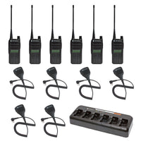 Motorola CP100D Full Keypad Display 6 Pack bundle with multi unit charger and Speaker Microphones