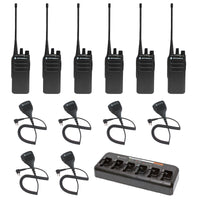 Motorola CP100D Non-Display 6 Pack bundle with multi unit charger and Speaker Microphones