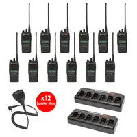 CP185 Motorola 12 Unit Bundle w/ 2 PMLN6597 Multi-Unit Chargers & 12 PMMN4013 Speaker Microphones