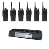 6 pack Motorola CP200d MotoTRBO Portable Radio plus Endura multi unit charger