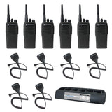 6 pack Motorola CP200d MotoTRBO Portable Radio plus Endura  multi unit charger plus speaker microphones