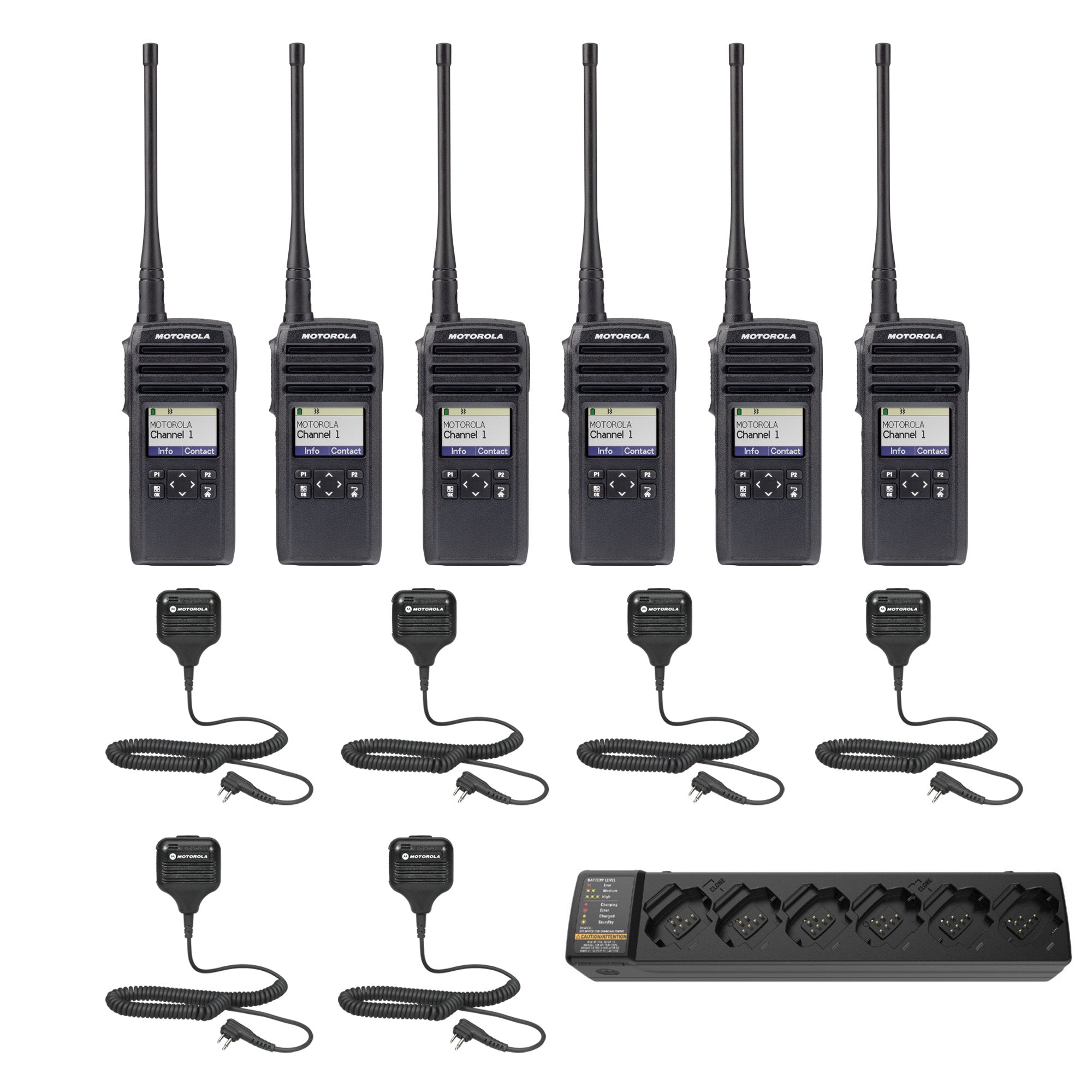 Motorola DTR700 12 Pack Bundle with Multi-Unit Charger and Speaker Mic|  TwoWayRadioGear