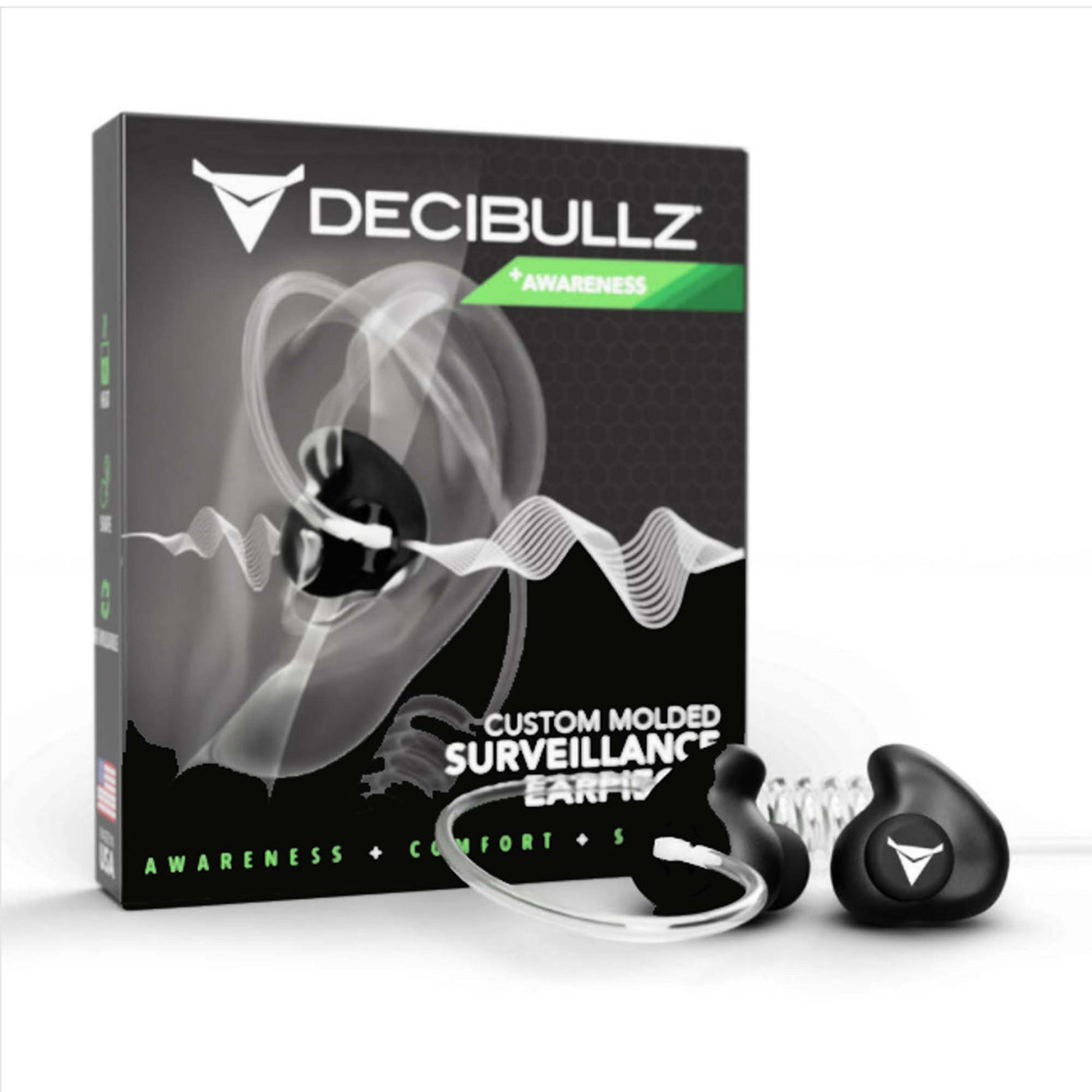 Decibullz Surveillance Awareness Earpiece Adapter + Surveillance Earpiece