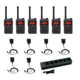 Motorola EVX-S24 3 Watt 256 Channel Digital Radio 6 pack with Multi Unit Charger and Speaker Microphones