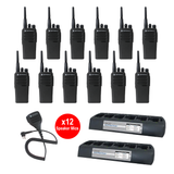 12 PACK MOTOROLA CP200D MOTOTRBO PORTABLE RADIO PLUS 2 ENDURA MULTI-UNIT CHARGERS PLUS 12 SPEAKERMICS