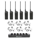 Motorola RDU4100 6 Pack Bundle with Multi Unit Charger and Headsets